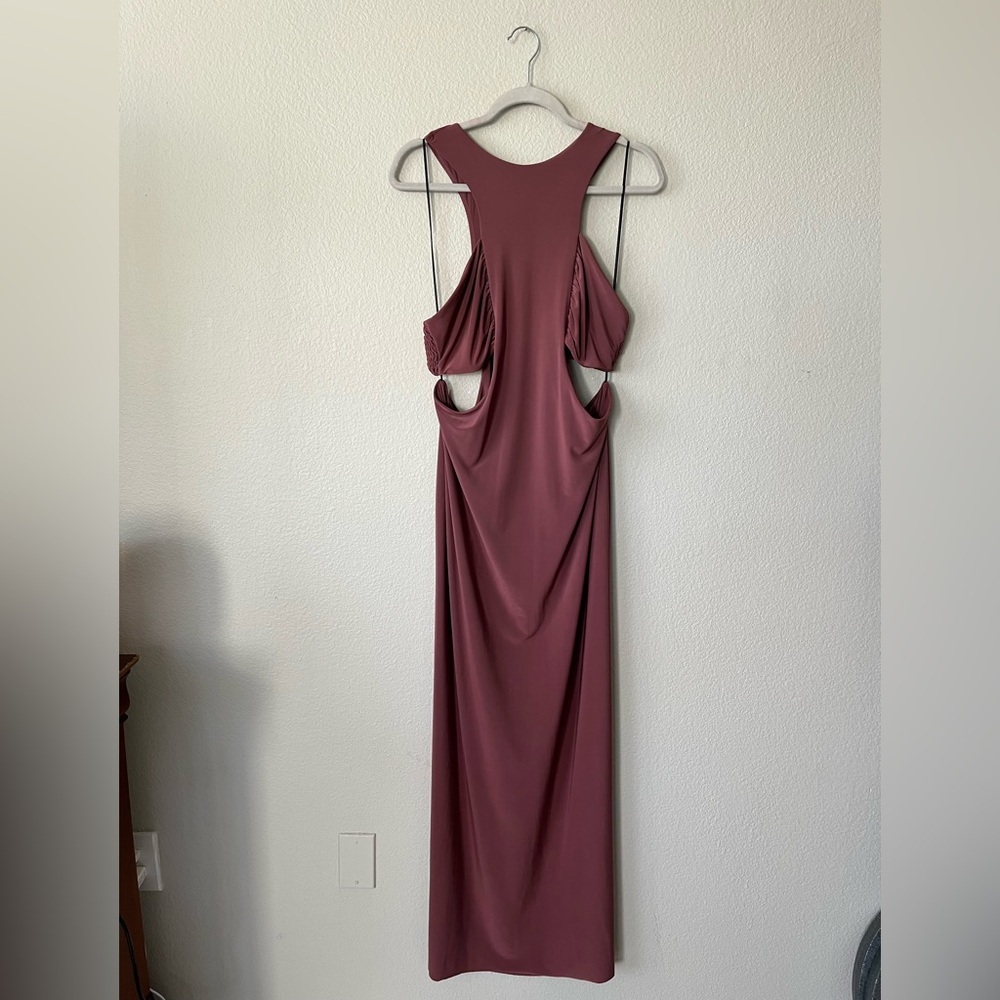 NWT Misa Los Angeles Lyra Cut Out Jersey Knit Maxi Dress in Cocoa Womens Size L - Picture 2 of 14